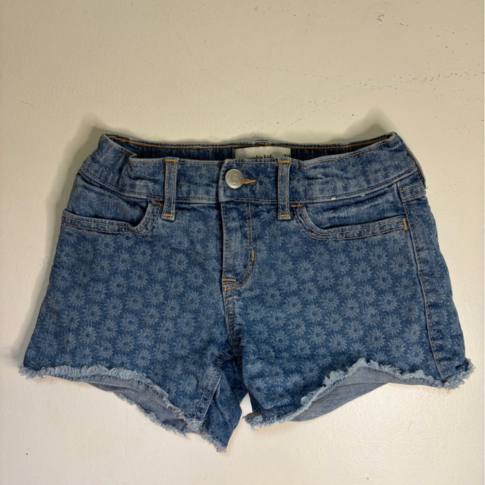 abercrombie kids Light Blue Denim Jeans Waistband floral design size 7/8